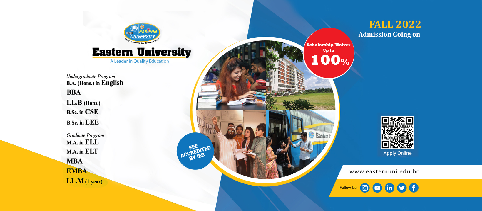 Eastern University | Fall 2022 Admission Going on   