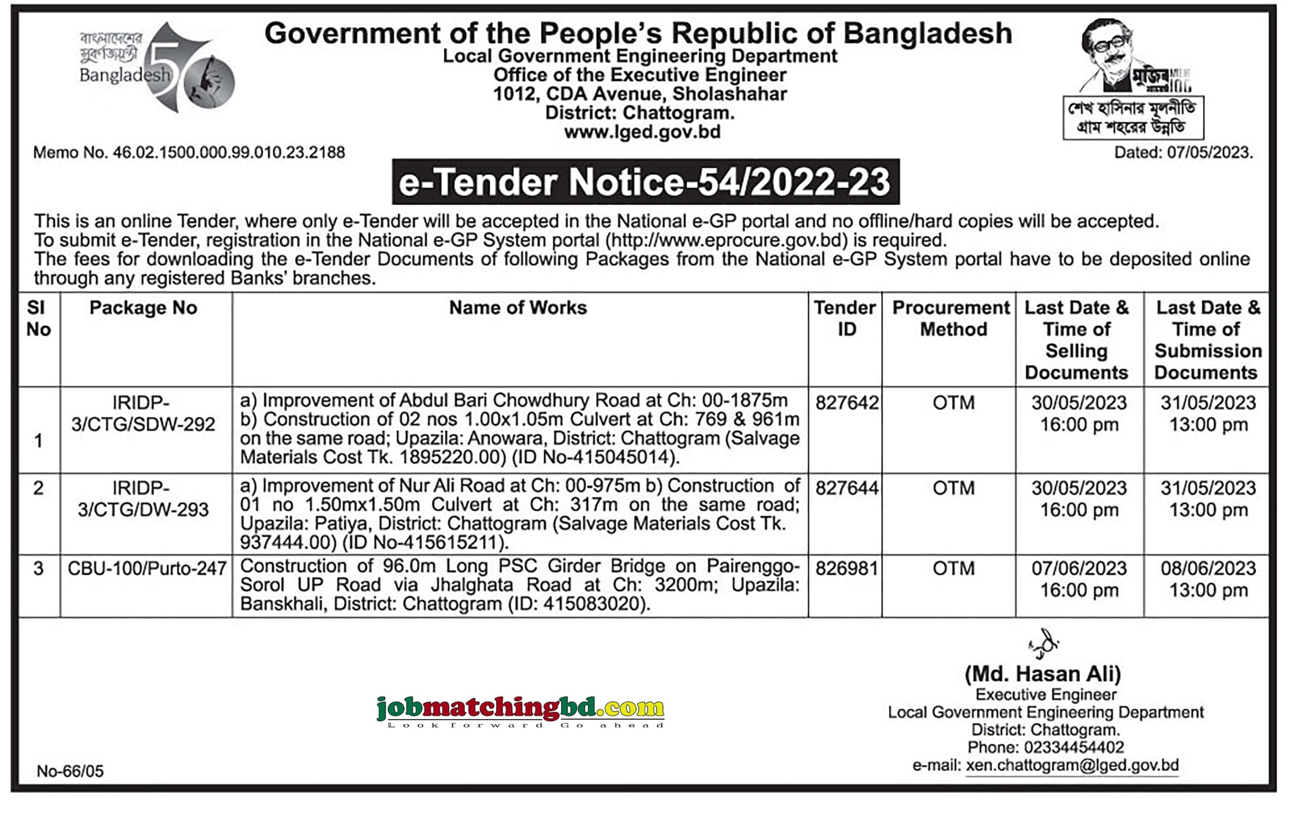 Office of the Executive Engineer - e-Tender Notice