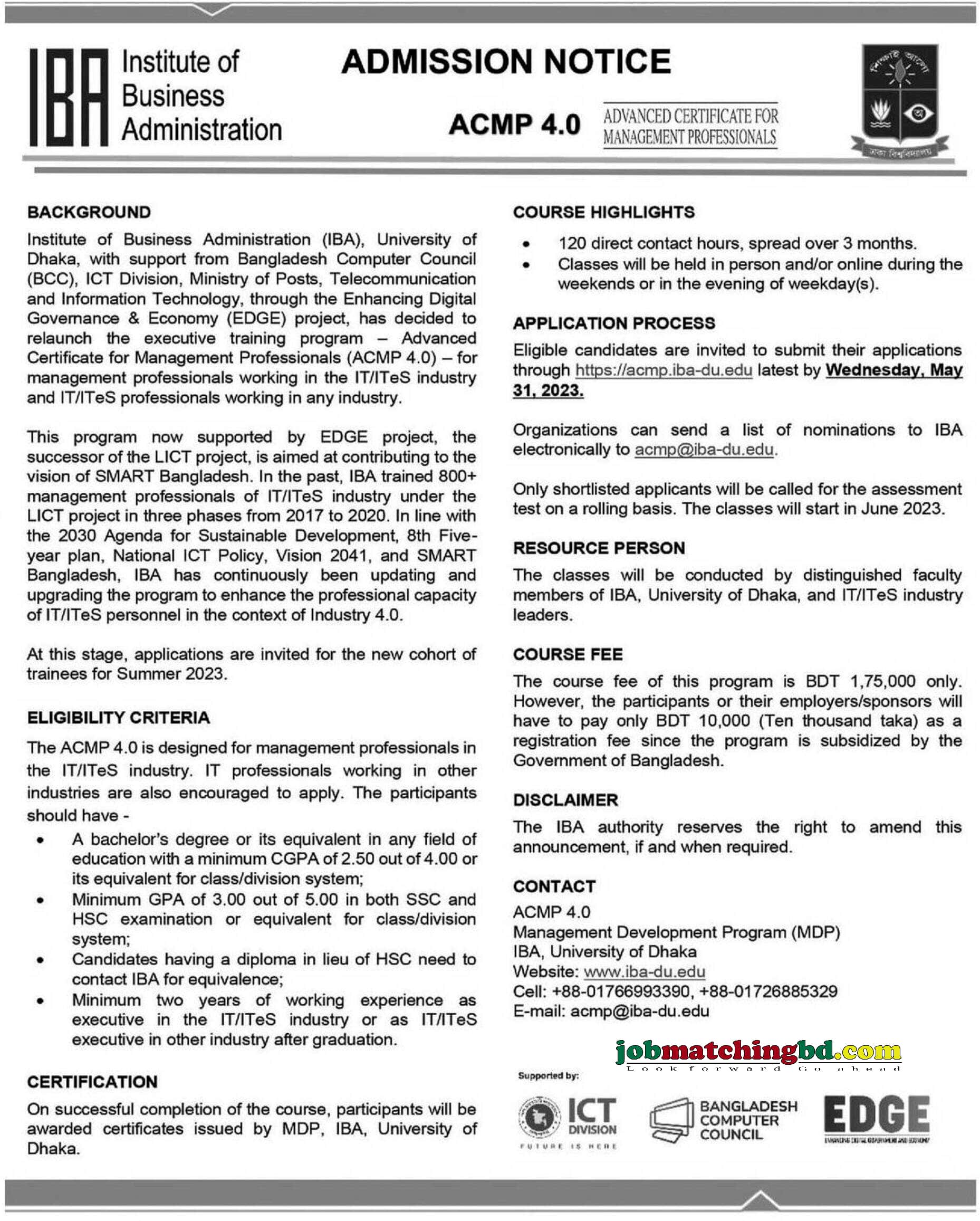 Dhaka University - Admission Notice