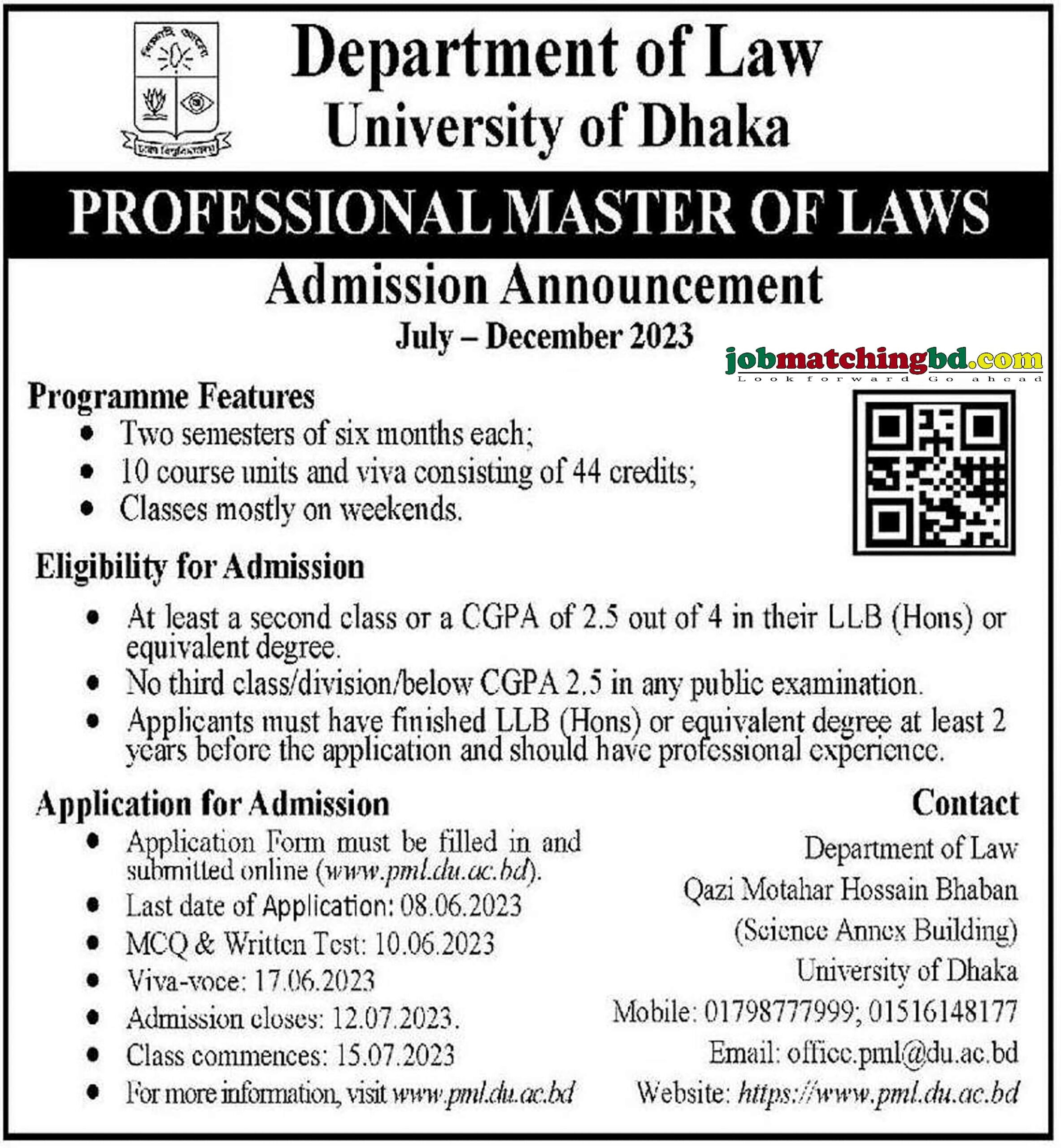 Dhaka University - Admission Notice