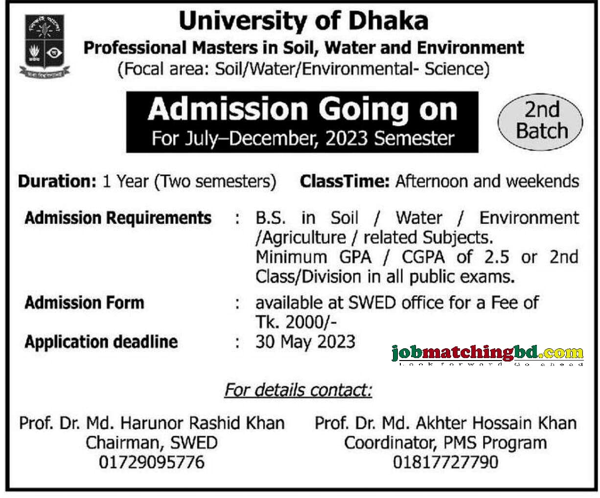 University of Dhaka - Admission Notice