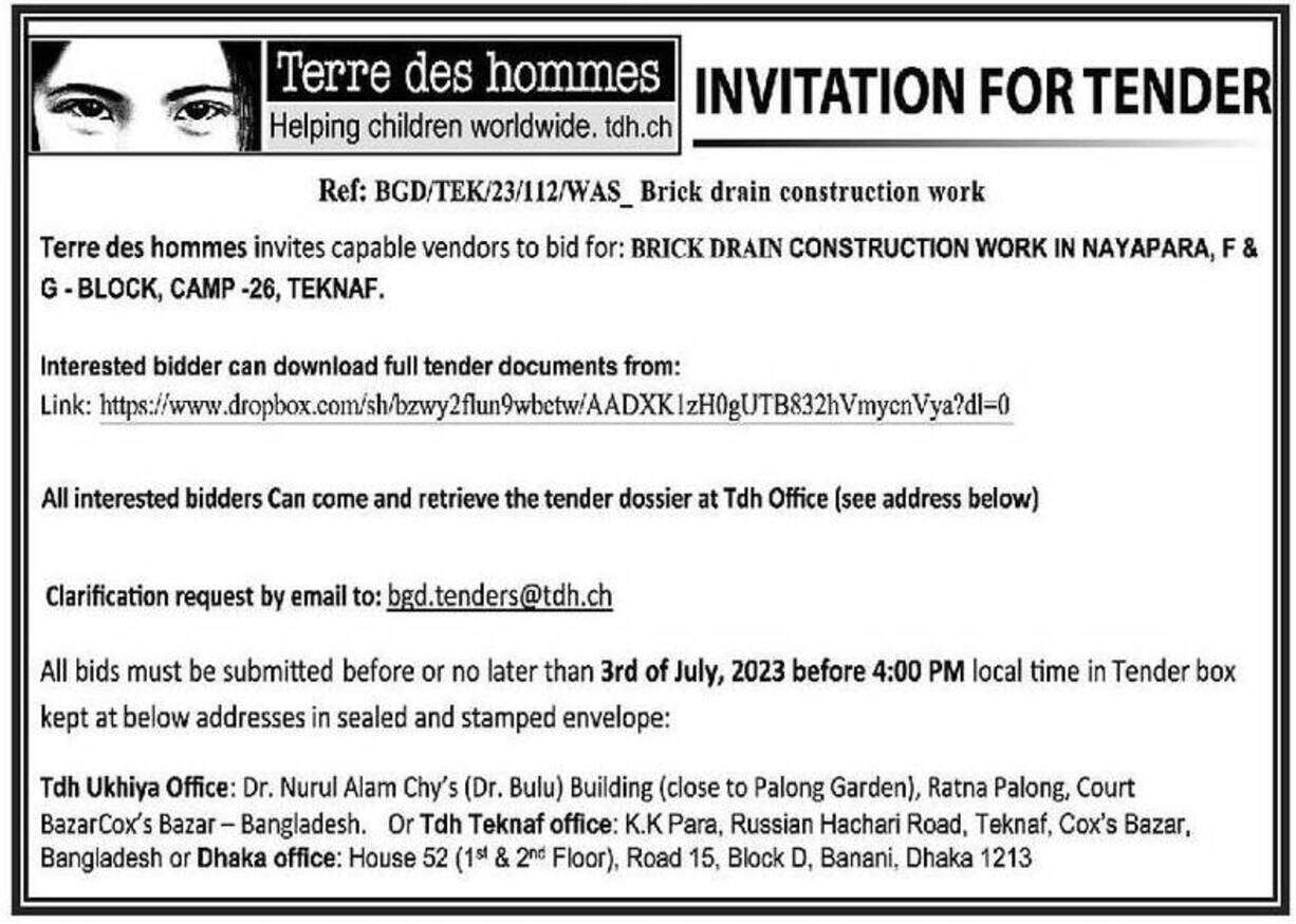 Terre Des Hommes Tender Notice