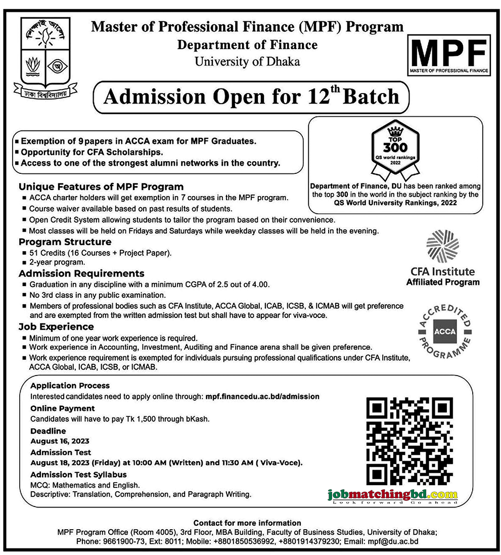 Dhaka University - New Admission Notice