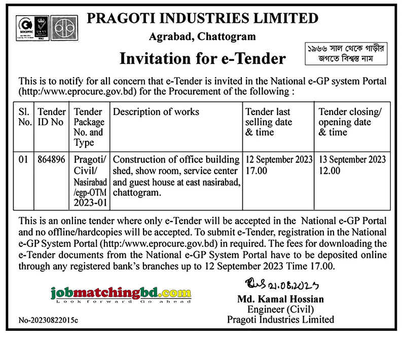Pragoti Industries Limited Tender 
