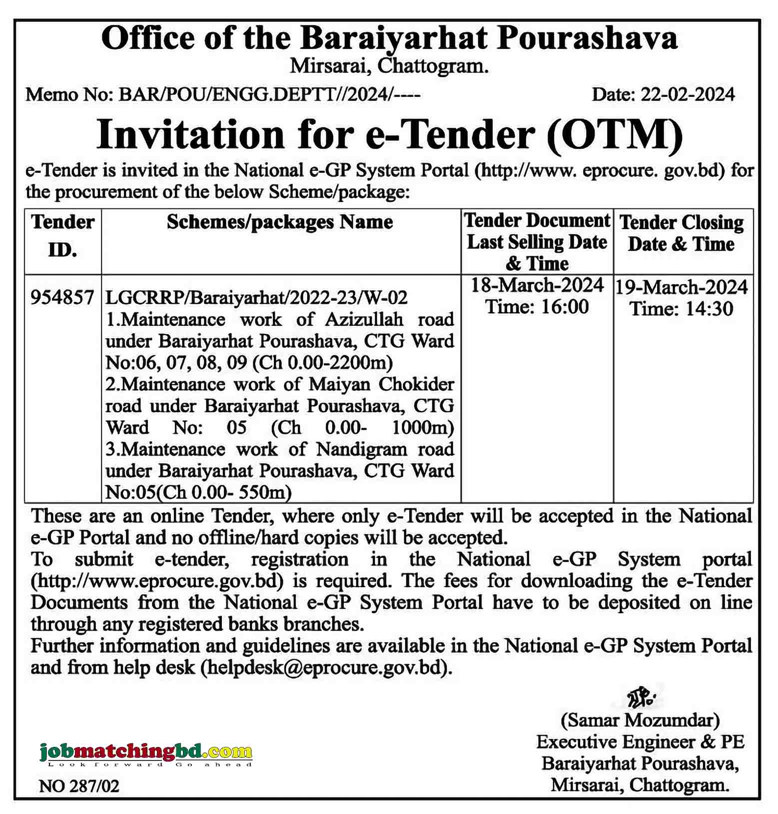 Baraiyarhat Pourashava Tender