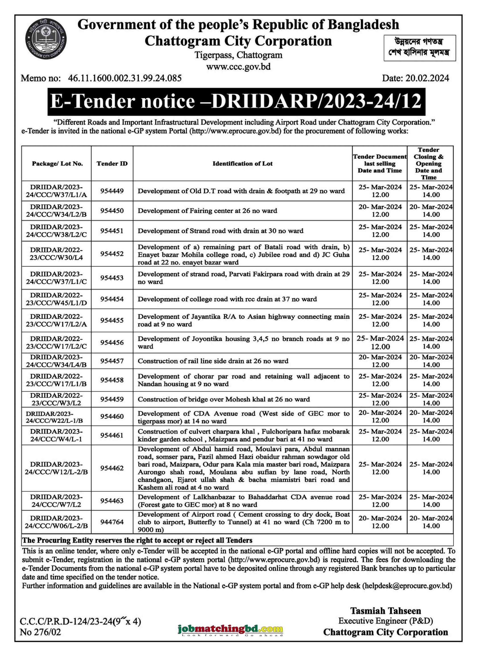 Chattogram City Corporation Tender