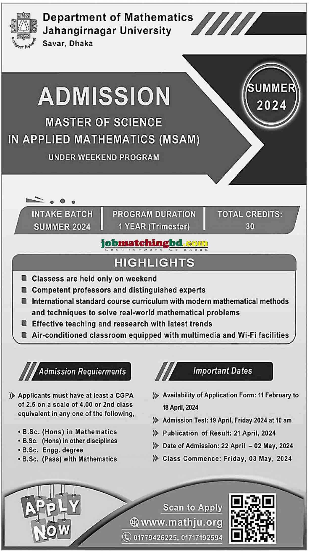 Jahangirnagar University Admission 2024