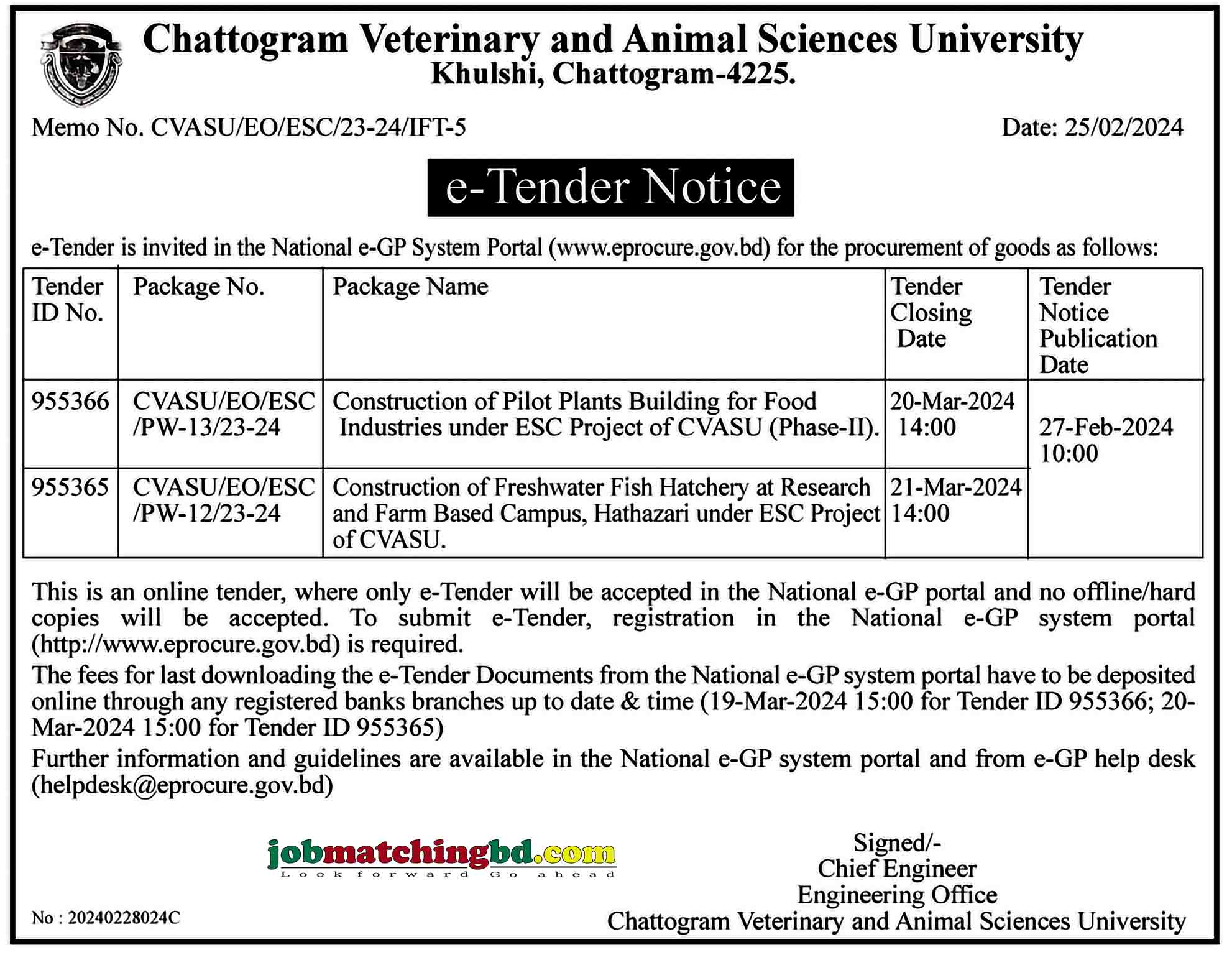 Chattogram Veterinary University Tender