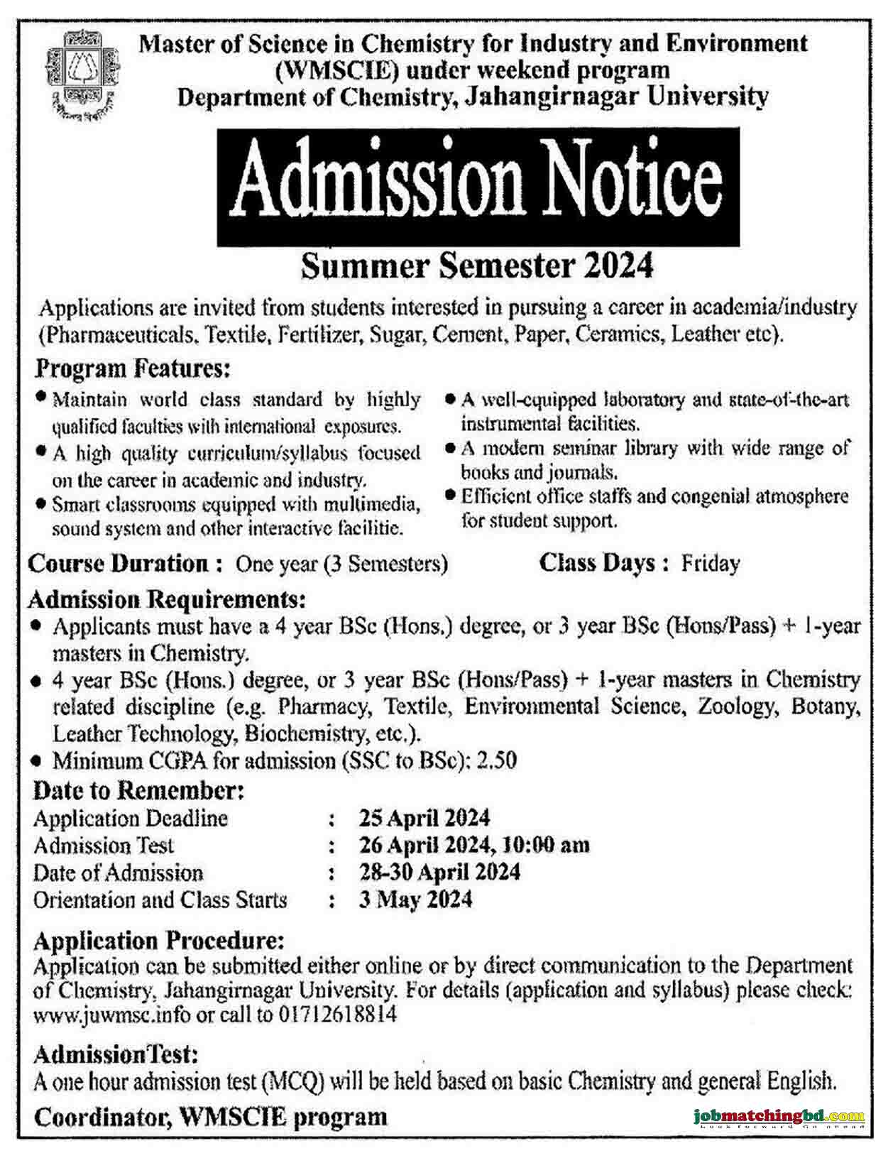 Jahangirnagar University Admission 2024