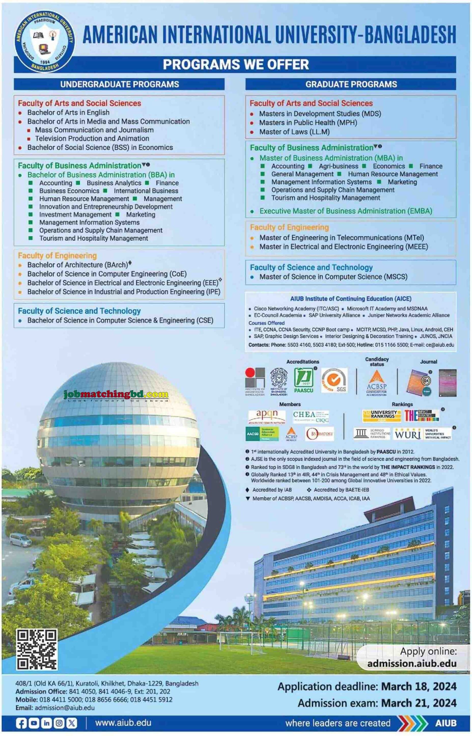 AIUB Admission Notice 2024