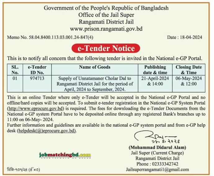 Office of the jail super Tender 2024