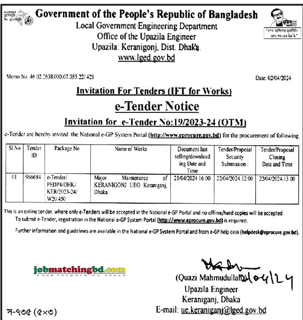 Local Govt Engineering Department e tender