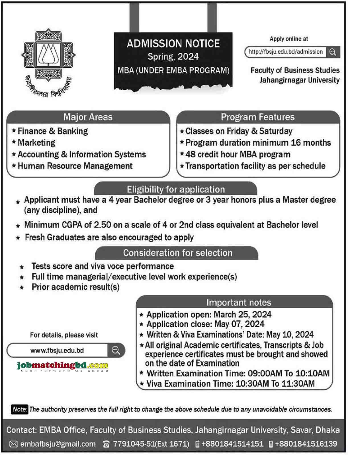 Jahangirnagar University Admission 2024
