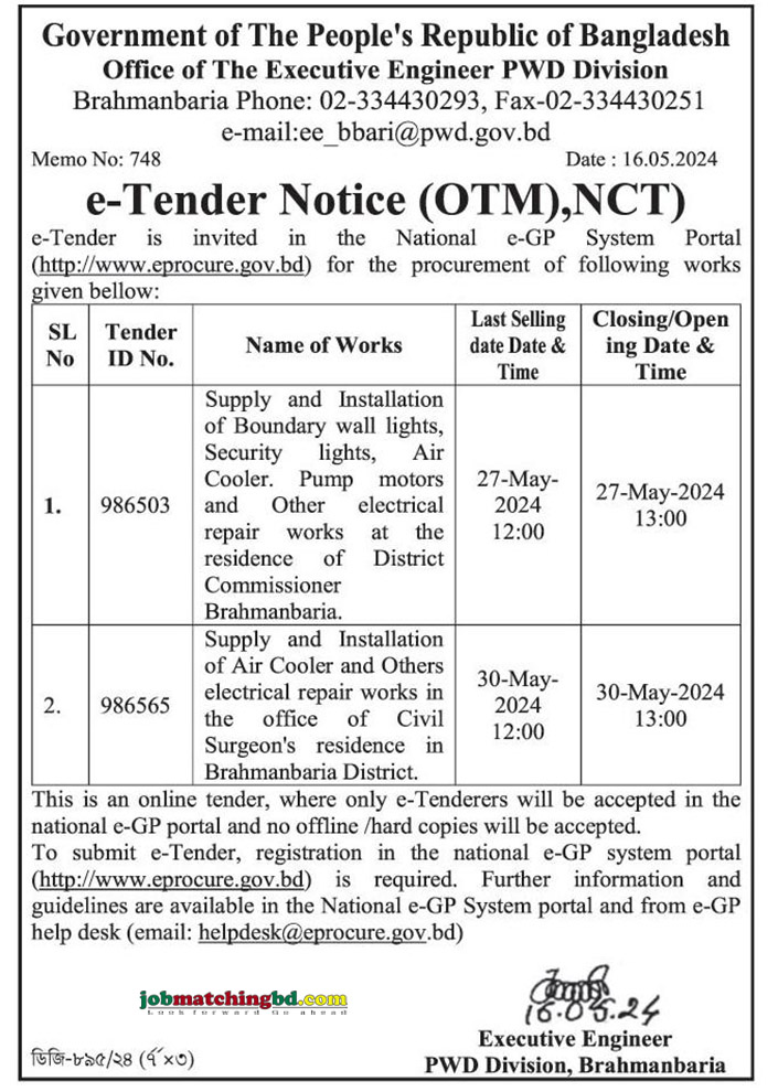 PWD Division Tender 2024