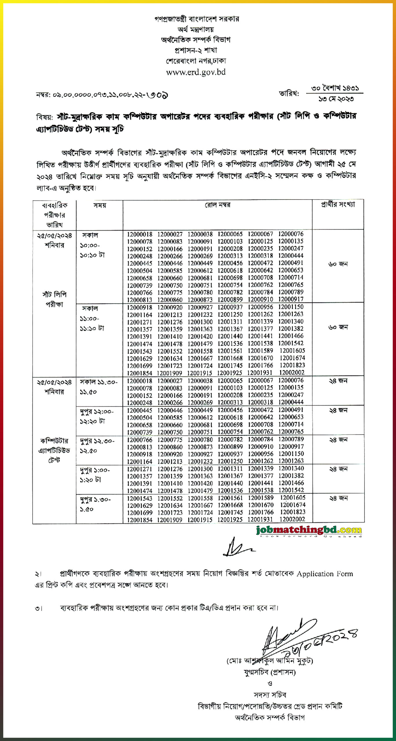 Ministry of Finance Job Exam 2024