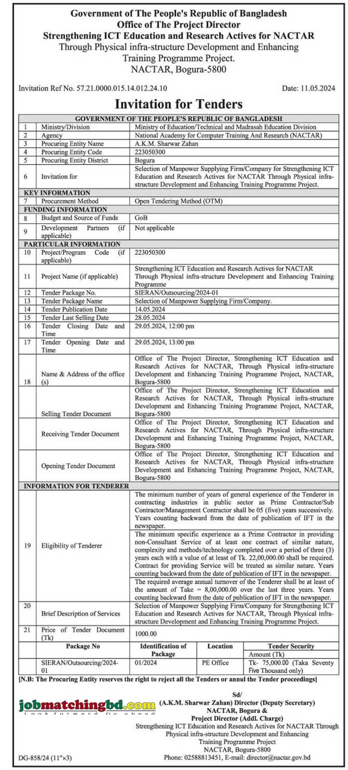 NACTAR Tender 