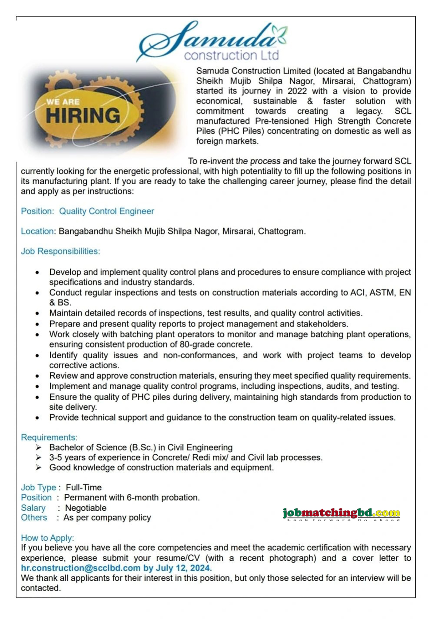 Samuda Construction Ltd Job 2024