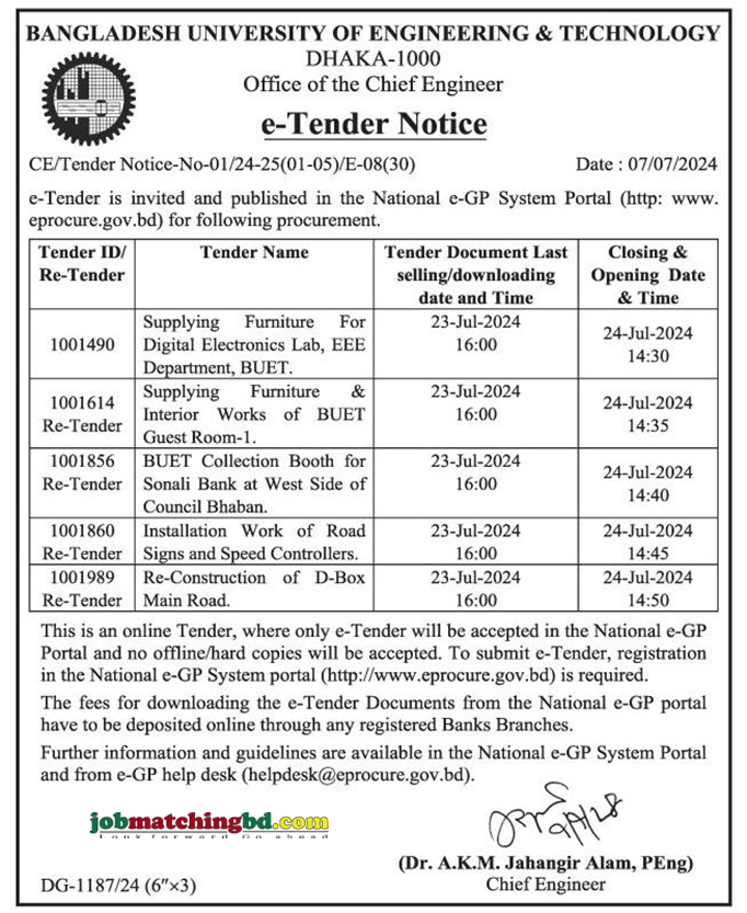 BUET Tender 2024