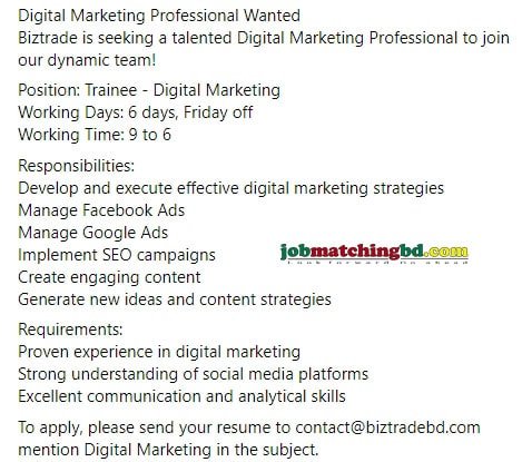 Digital Marketing Job Circular 2024