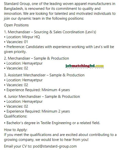 Merchandiser Job Circular 2024