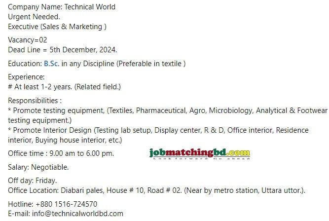 Sales Marketing Job Circular 2024