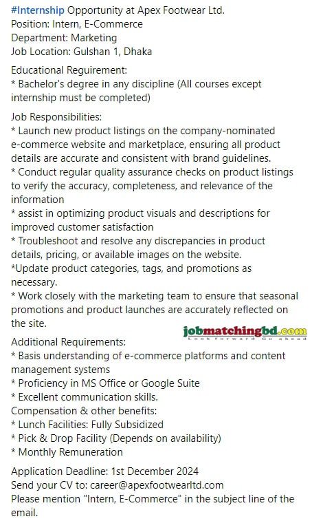 Intern Job Circular 2024
