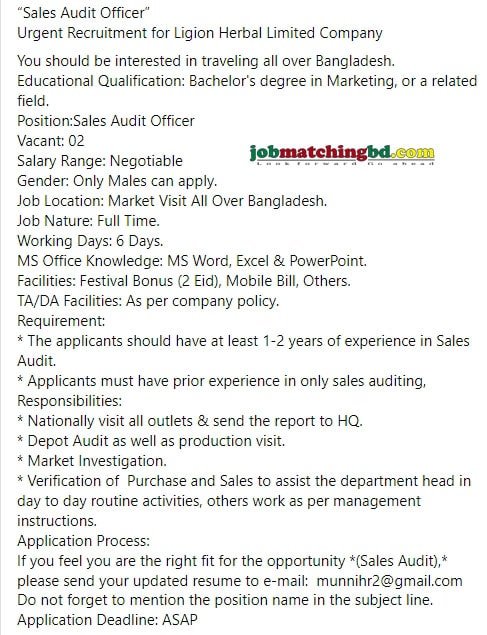 Sales Job in Bangladesh 2024