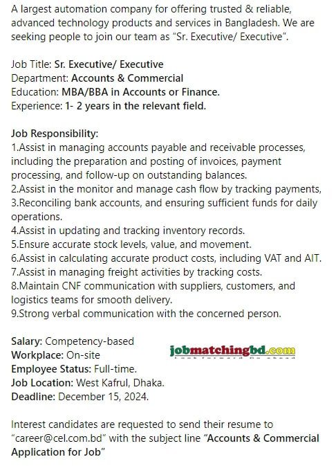 Accounting Job Circular 2024