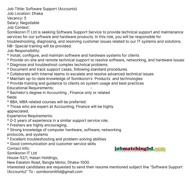 IT Sector Job in Bangladesh 2024
