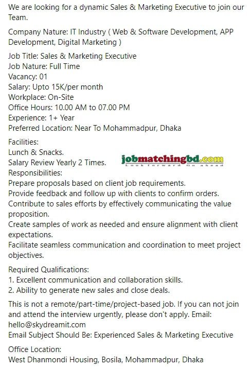 Sales Marketing Job 2024