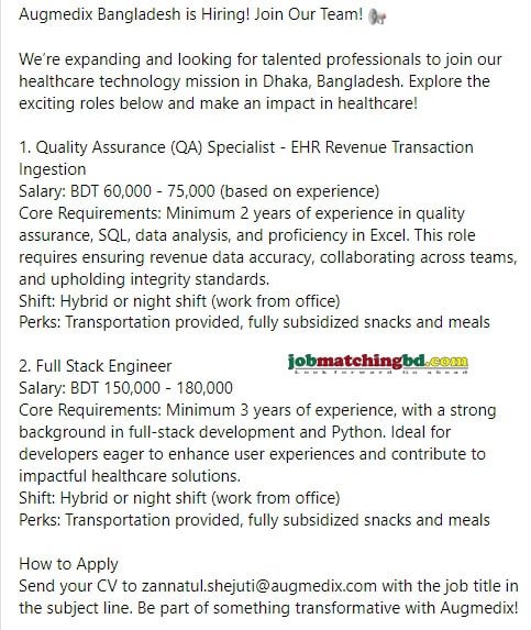 Augmedix Bangladesh Job Circular 2024