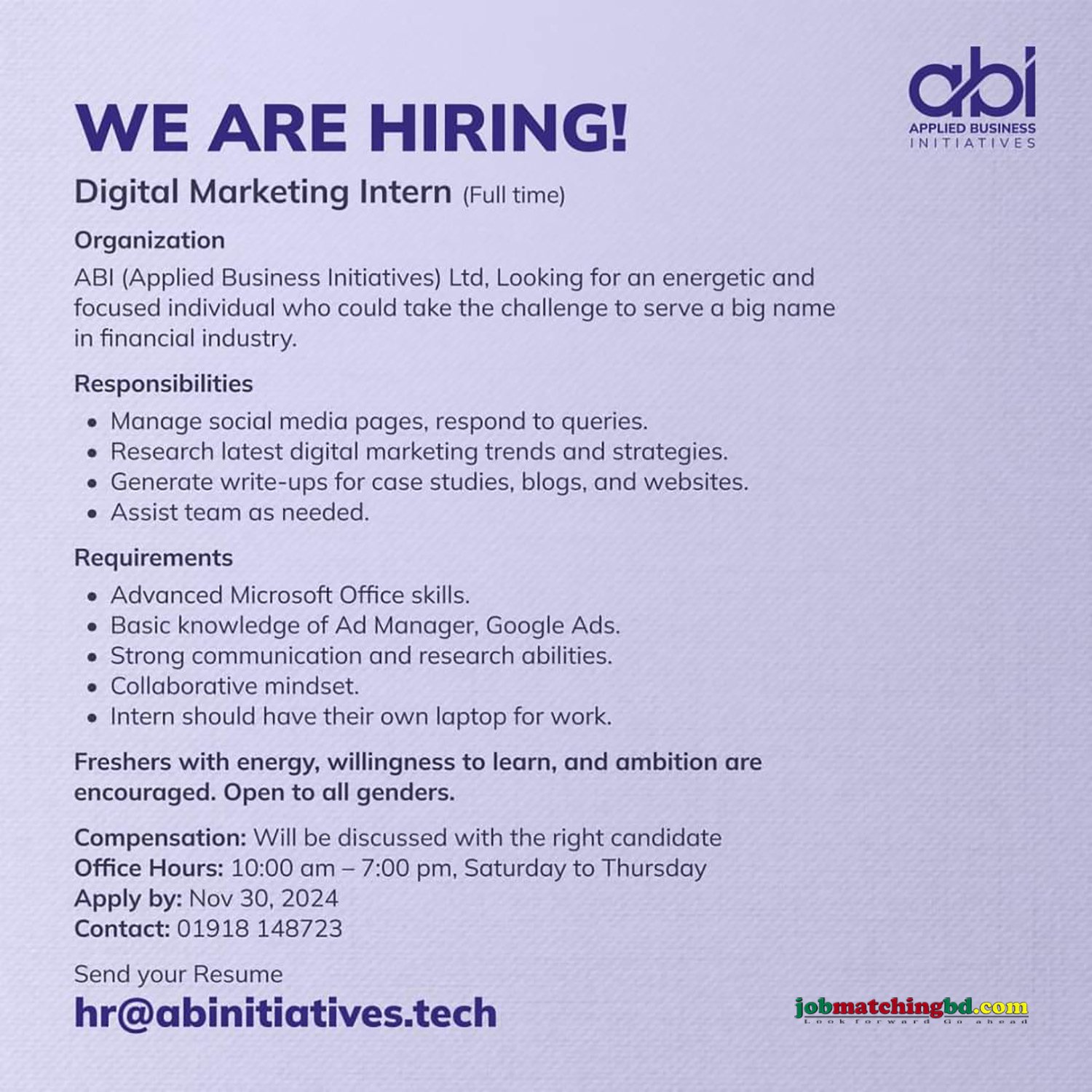 Digital Marketing Internship
