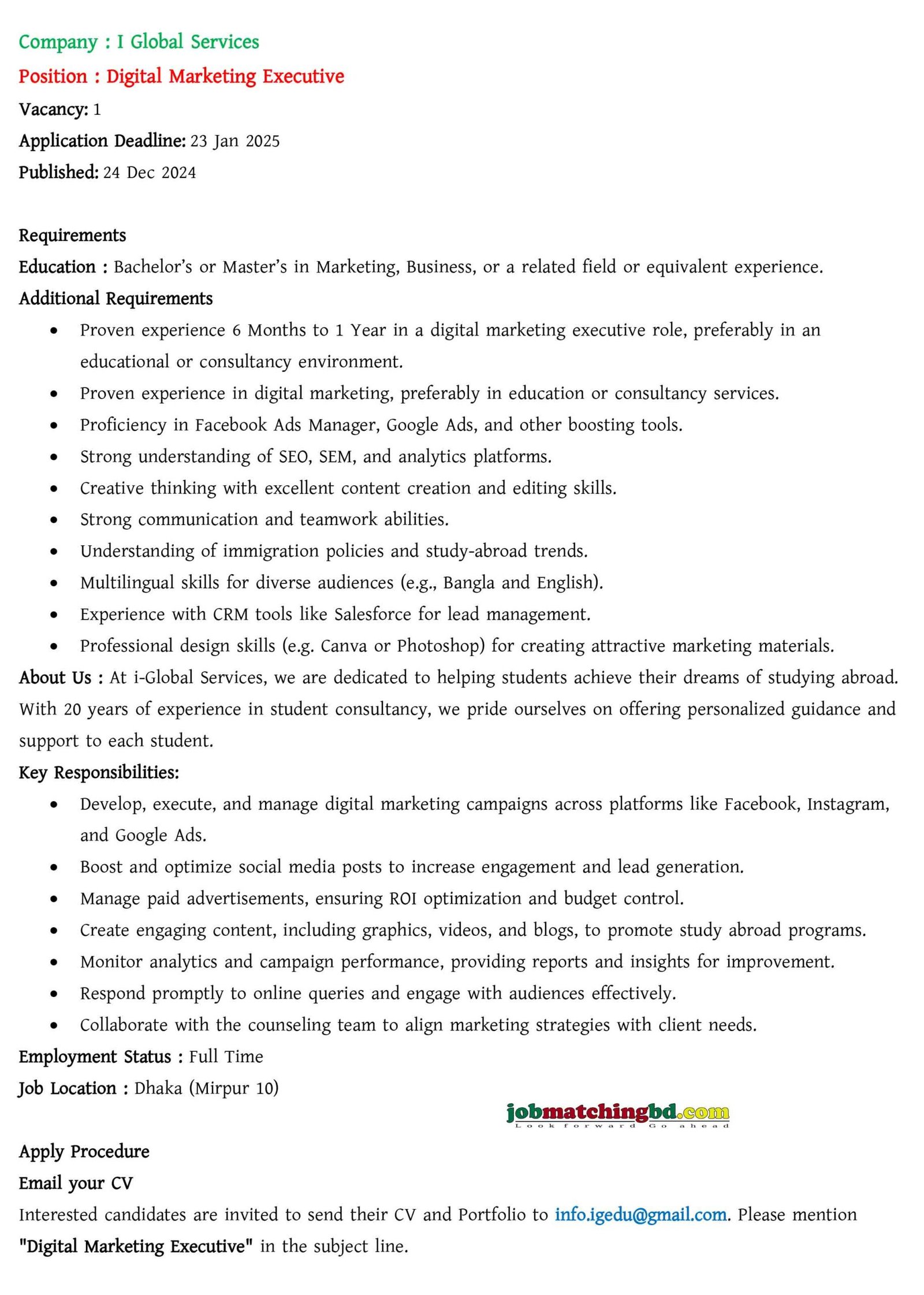 Digital Marketing Jobs in Dhaka