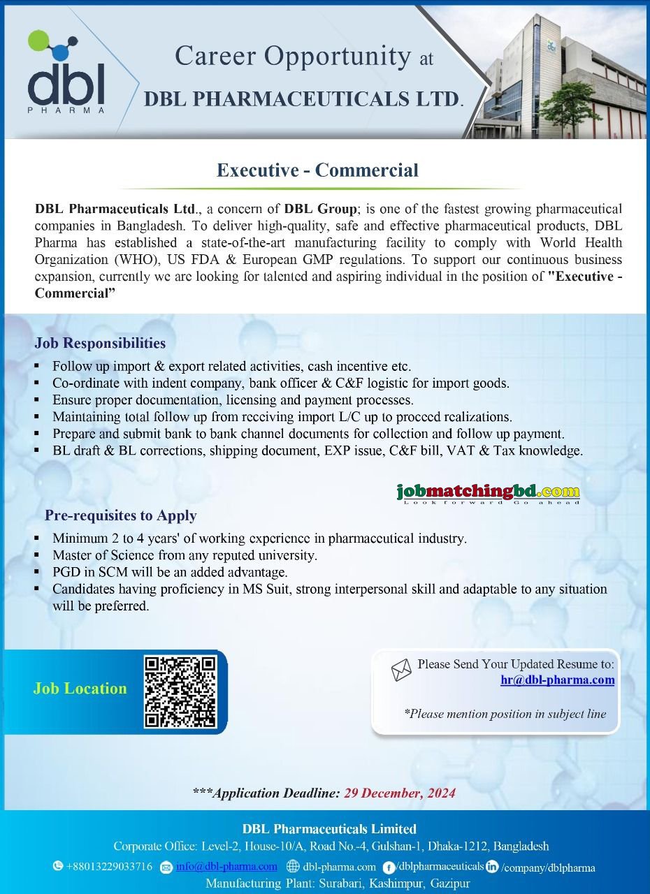 Commercial Job in Dhaka