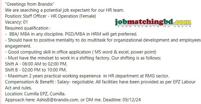 HR Admin Jobs Circular 2024