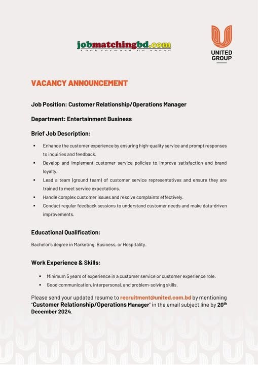Customer Support Jobs Circular 2024