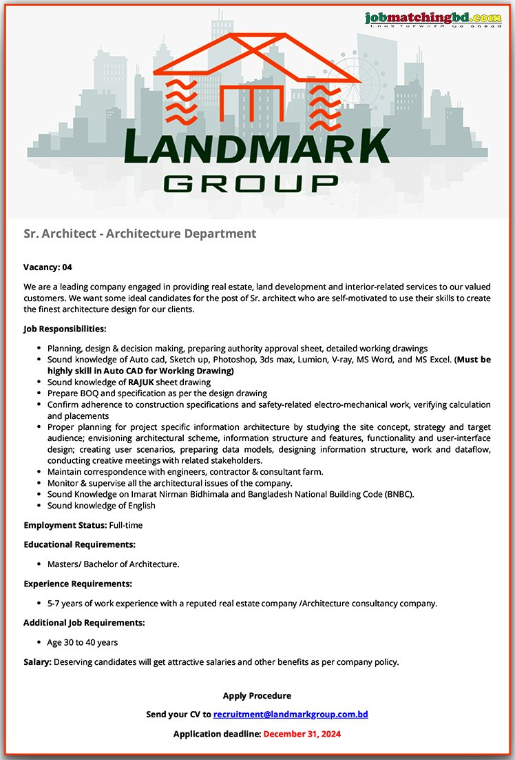 Architect Job in Bangladesh