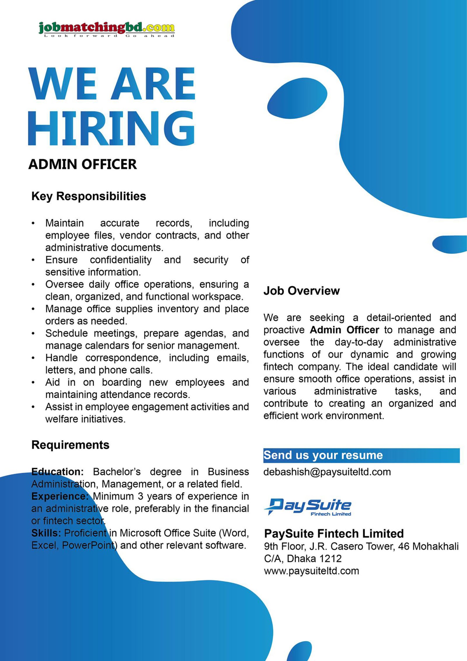 Admin Job in Dhaka