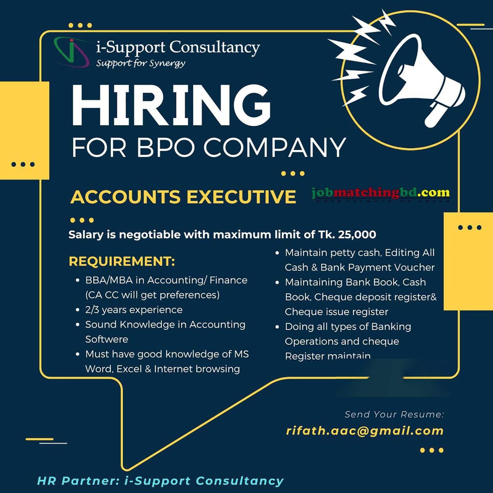 Accounts Job in Dhaka
