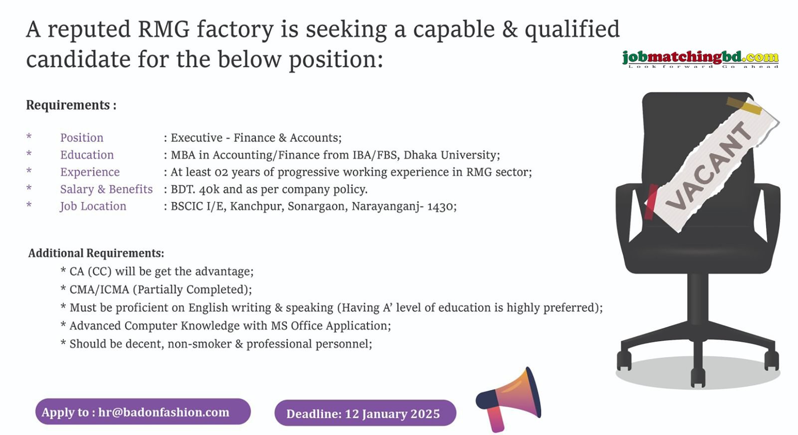 Accounts Job in Dhaka