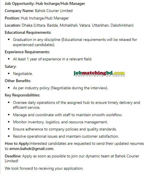 Courier Jobs in Bangladesh 2025