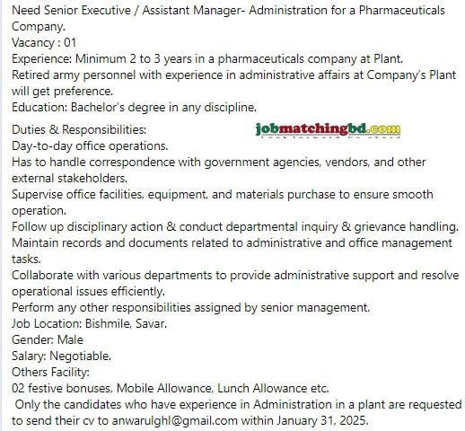 Pharmaceutical Job Circular 2025