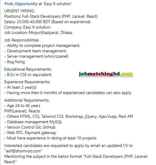 IT Jobs in Bangladesh 2025