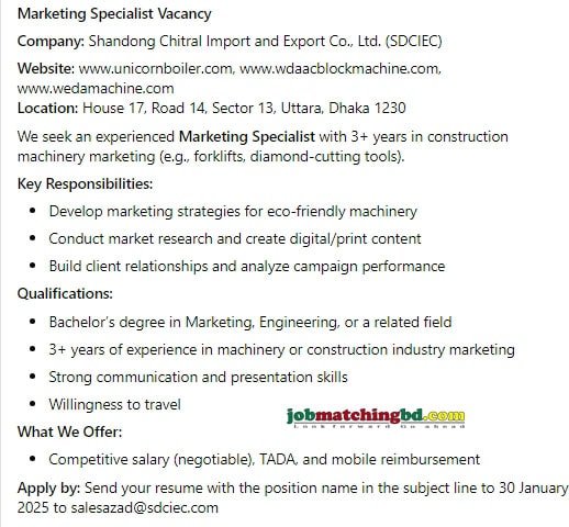 Marketing Job Circular 2025
