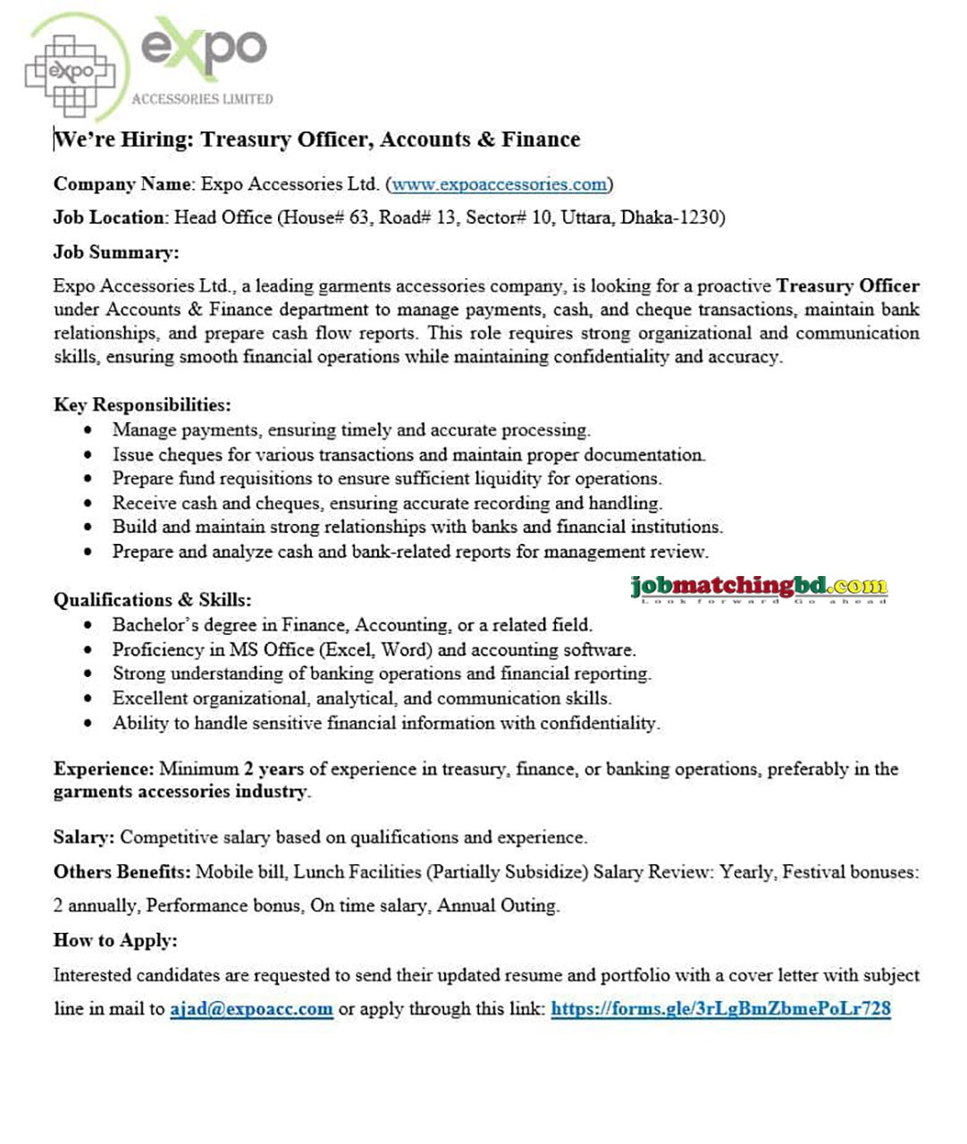 Accounts Job in Dhaka