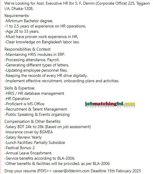 HR Jobs Circular 2025