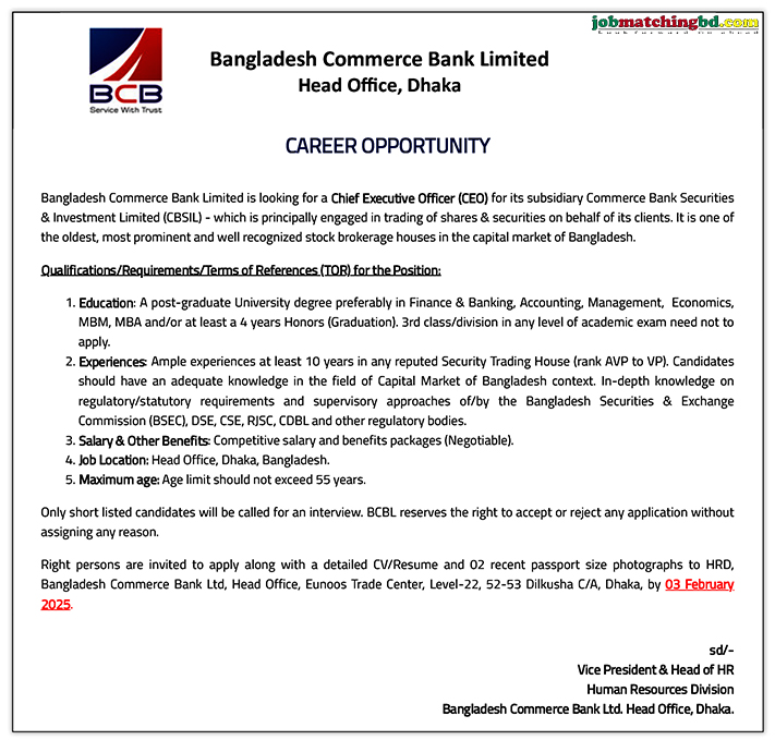 Bank Job Circular 