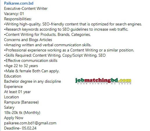 Content Writer Job Circular 2025