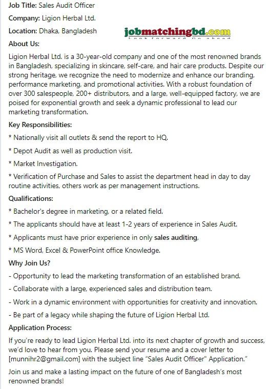 Sales Job in Dhaka 2025