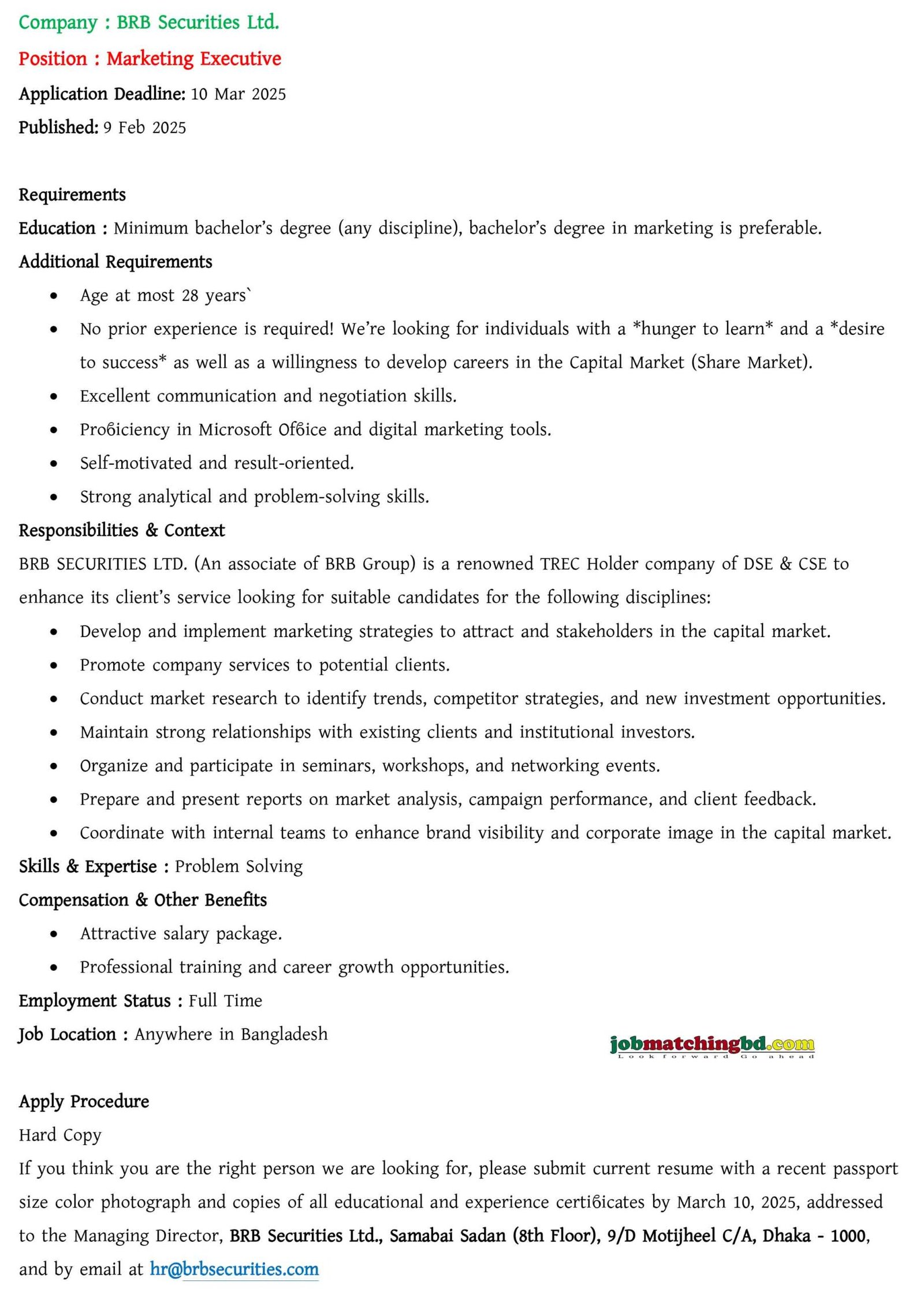 Marketing Job Circular